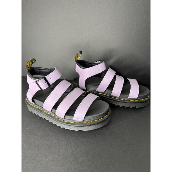 Doc Dr. Martens Blaire Flatform Leather Sandals Purple  Lilac Size 8 39 UK 6 New - Picture 3 of 7